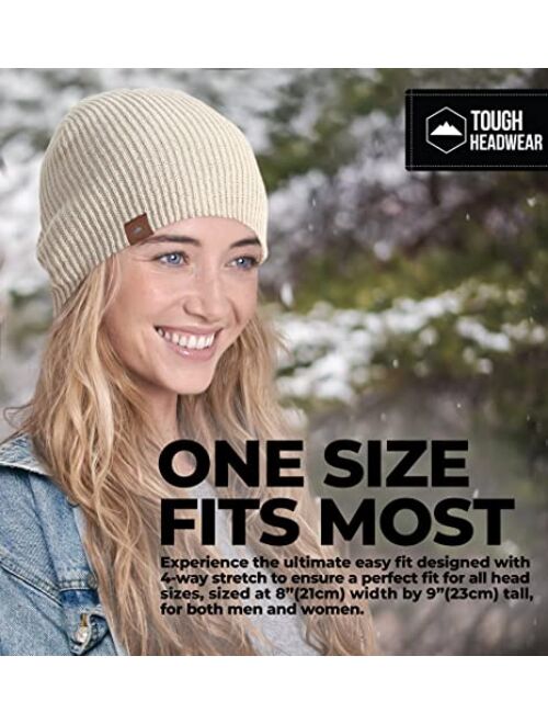 Tough Headwear Winter Beanie Knit Hat for Men & Women - Daily Knit Ribbed Cap - Warm & Soft Stylish Toboggan Skull Caps for Cold Weather