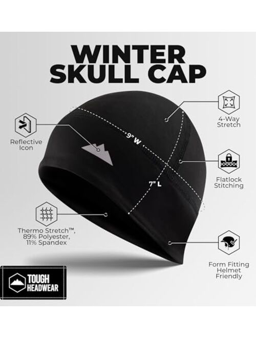 Tough Headwear Skull Cap Helmet Liner Running Beanie - Winter Thermal Under Helmet Cycling Head Hat - Ultimate Moisture Wicking Performance