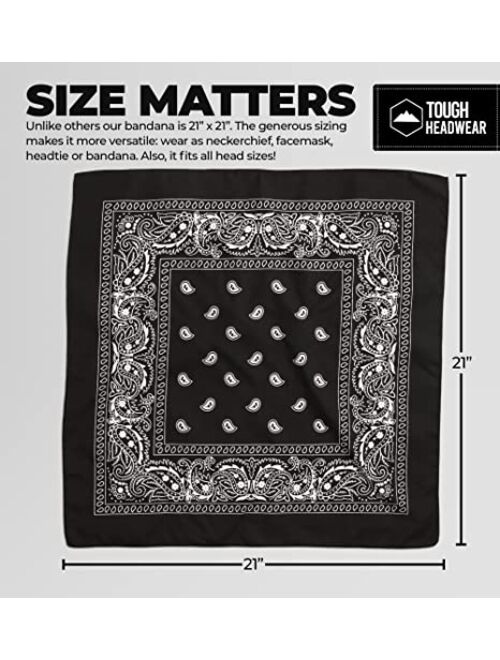 Tough Headwear Large Bandana Handkerchief - Head Bandannas for Men & Women - Cowboy Bandana Packs - Paisley Bandana Set