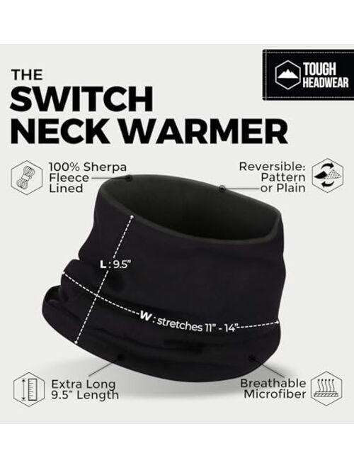 Tough Headwear Neck Warmer - Winter Fleece Neck Gaiter& Fleece Neck Warmer - Ski Gaiter for Men - Reversible Neck Gaiter