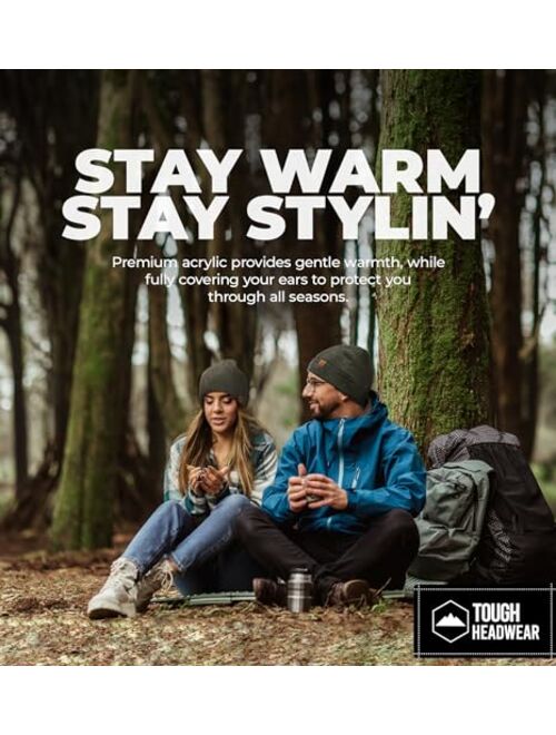 Tough Headwear Knit Beanie Winter Hat for Men and Women-Toboggan Cap for Cold Weather - Warm Ribbed Stocking Hat, Skate Cap