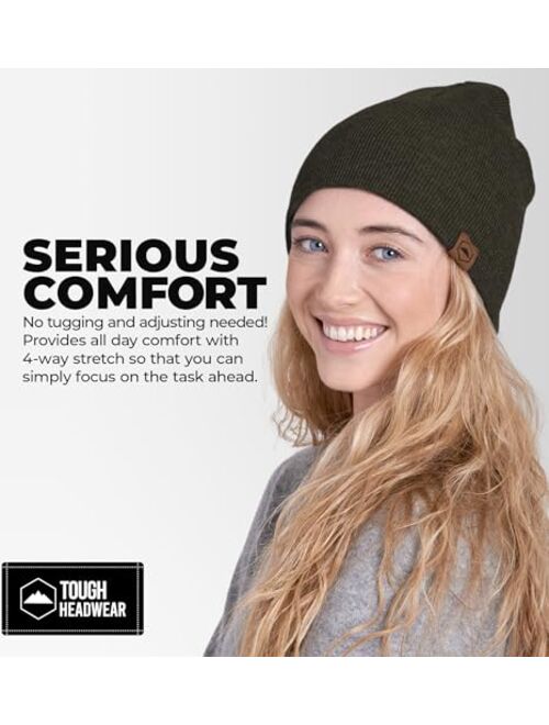 Tough Headwear Knit Beanie Winter Hat for Men and Women-Toboggan Cap for Cold Weather - Warm Ribbed Stocking Hat, Skate Cap