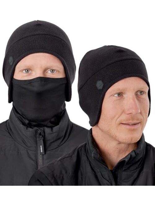 Tough Headwear Helmet Liner Beanie with Mask - Motorcycle & Construction Fleece Skull Cap - Gear for Hard Hat, Ski,Snowboard