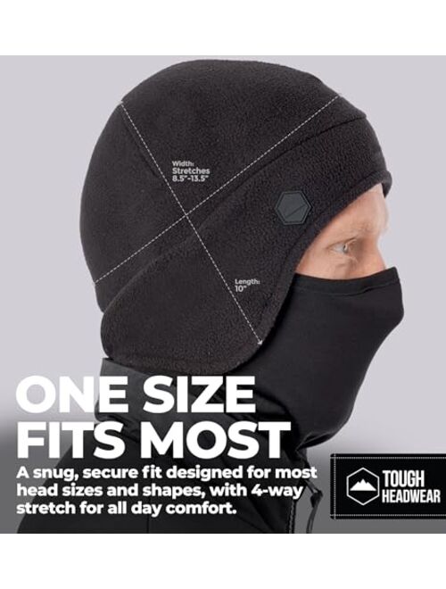 Tough Headwear Helmet Liner Beanie with Mask - Motorcycle & Construction Fleece Skull Cap - Gear for Hard Hat, Ski,Snowboard