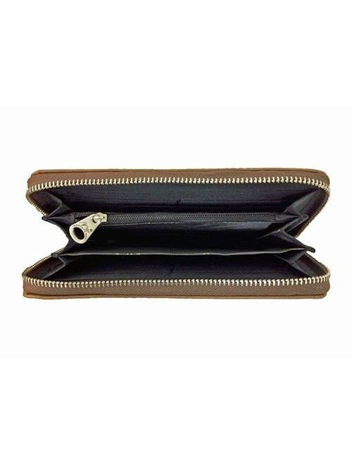 Montana West Ladies Wristlet Wallet 2-in-1 Western Tooled Genuine Leather Zippered Enclosure