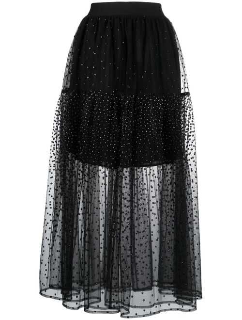 Maje crystall-embellished tulle skirt