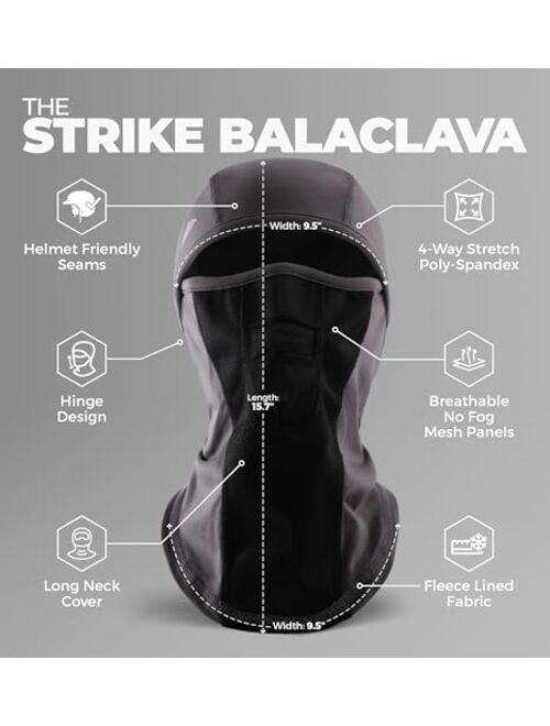 Tough Headwear Black Balaclava Ski Mask for Men & Women - Winter Face Mask - Cold Weather Gear for Skiing, Snowboarding & Motorcycle Riding