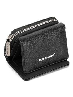 Women's Wallet Slim Bifold Card Holder RFID Blocking with Zipper Coin Pocket MWC-W804BR