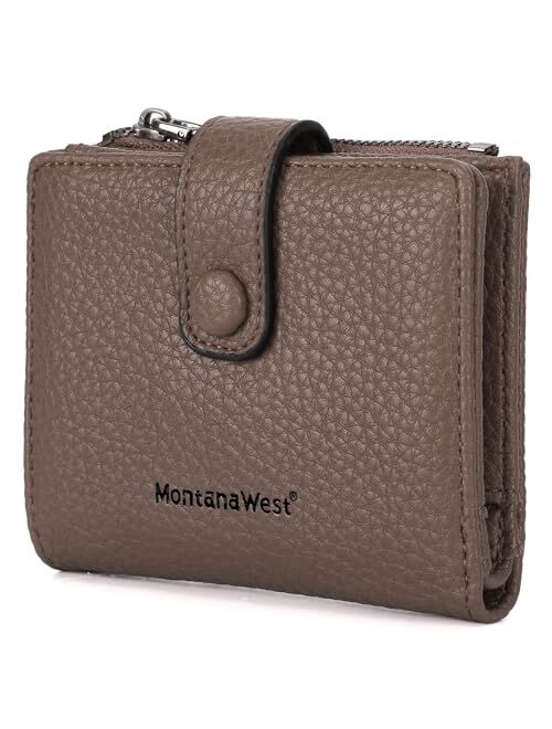 Montana West Women's Wallet Slim Bifold Card Holder RFID Blocking with Zipper Coin Pocket MWC-W804BR