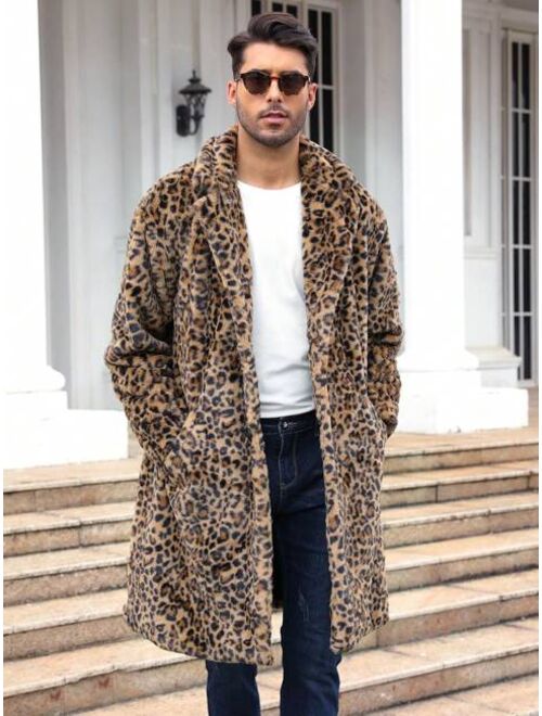 RELISH NOLESS Men Leopard Print Single Breasted Teddy Coat