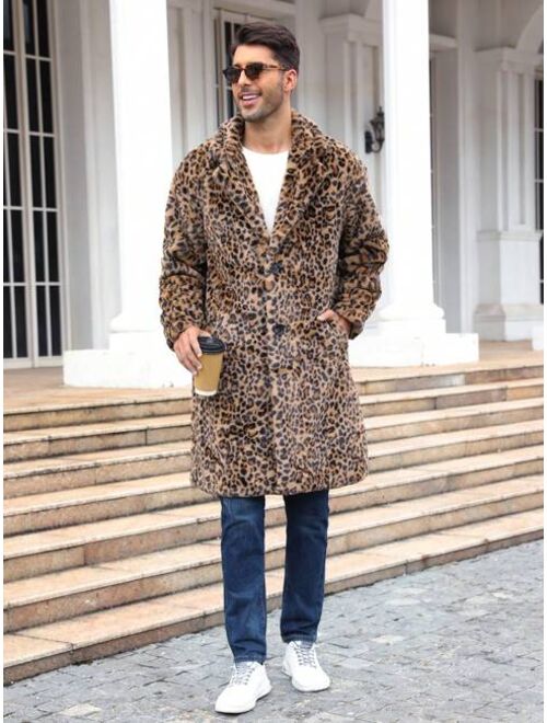 RELISH NOLESS Men Leopard Print Single Breasted Teddy Coat