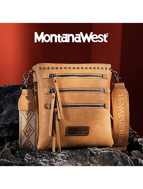Montana West Crossbody Purses and Handbags for Women, Medium Size Double Compartments with Guitar Adjustable Strap