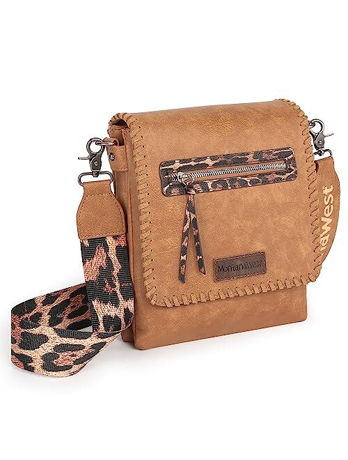Montana West Crossbody Bag for Women Concealed Carry Messenger Handbag with Leopard Guitar Strap and Holster