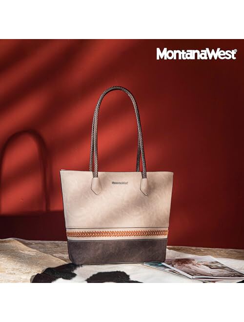 Montana West Large Tote Bags for Women Woven Purses and Handbags with Zipper
