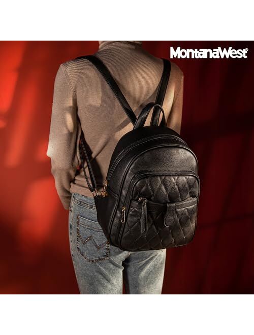 Montana West 3Pcs Anti Theft Backpack Purse for Women Small Quilted Backpack Set