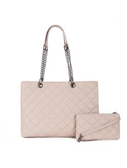 Quilted Shoulder Tote Bag for Women With 2PCS Purse Set