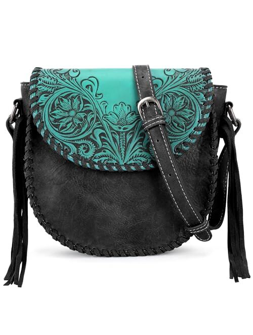 Montana West Crossbody Bags for Women Western Designer Saddle Purse Embossed Braid Handbags