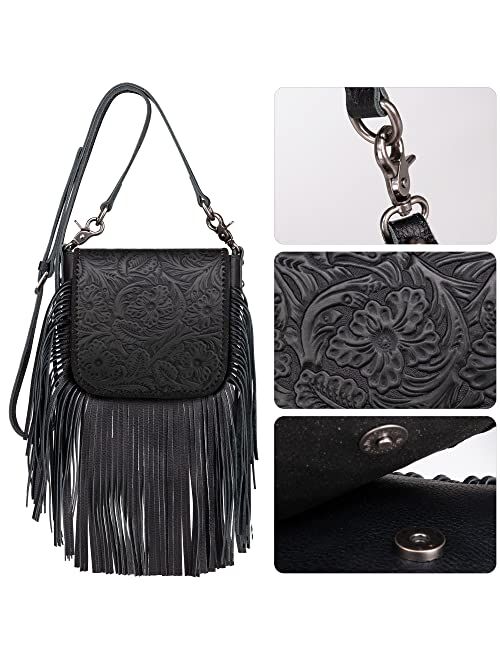 Montana West Crossbody Bag Western Purses for Women Genuine Leather Fringe Handbag Western Gifts for Women