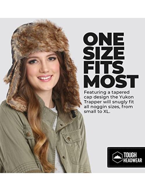 Tough Headwear Winter Trapper Hat - Russian Ushanka Trooper Aviator Hats for Men & Women - Snow Eskimo Hat with Ear Flaps