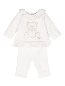 teddy bear-motif cotton trousers set