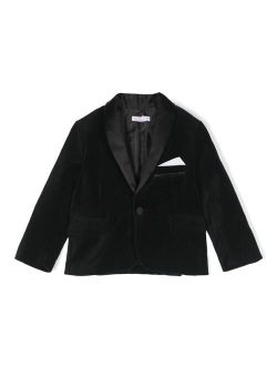 satin-trim velvet single-breasted blazer