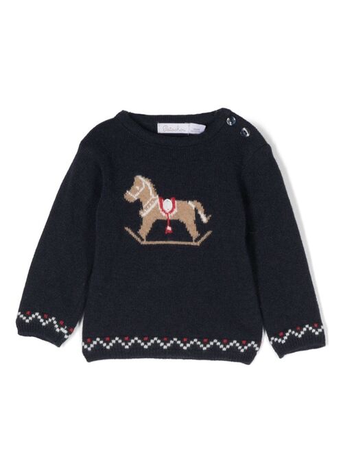 Patachou horse-motif intarsia-knit jumper