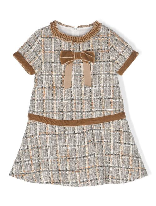 Patachou bow-detail tweed dress
