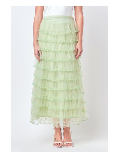Free the Roses Women's Layered Tulle Midi Skirt