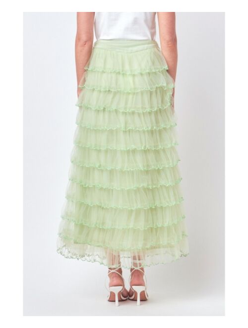 Free the Roses Women's Layered Tulle Midi Skirt