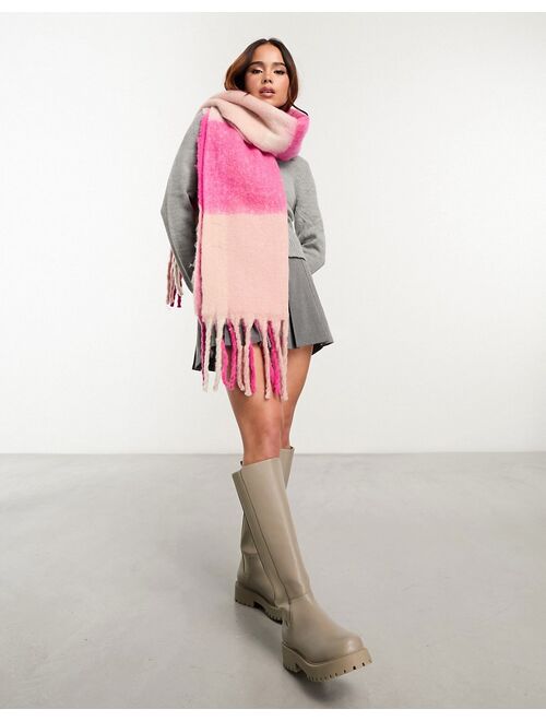 Vero Moda brushed check scarf in pink