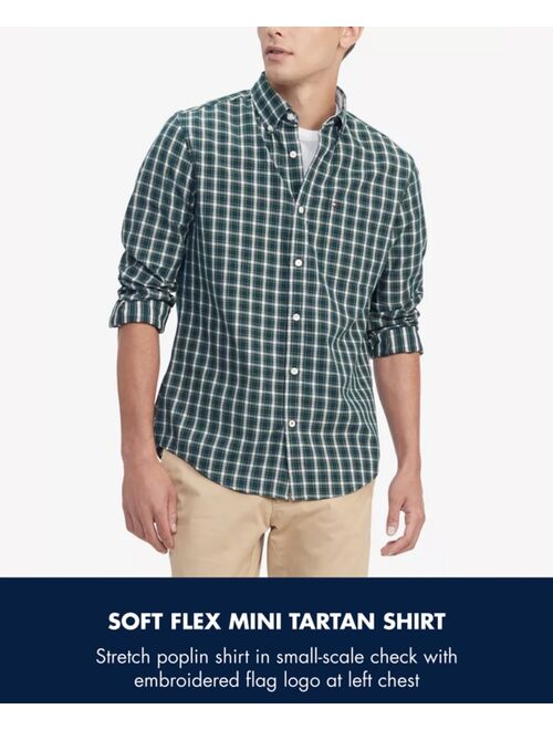 TOMMY HILFIGER Men's Natural Soft Flex Regular-Fit Mini Tartan Shirt