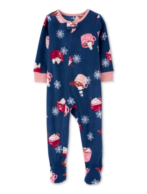 CARTER'S Toddler Girls 1-Piece Hot Cocoa-Print Fleece Footed Pajama