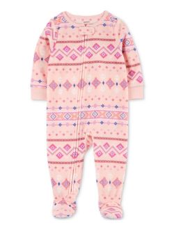 Toddler Girls 1-Piece Fair Isle Fleece Footed Pajama