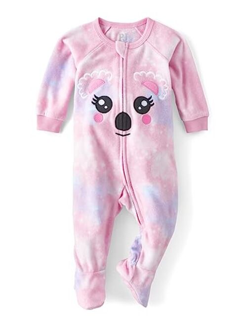 The Children's Place Baby Girls' and Toddler Fleece Zip-Front One Piece Footed Pajama