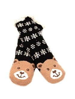 Luckers Girls' Snuggly Cuddly Grippers Slipper Boot Socks 2