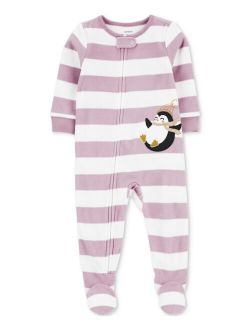 Toddler Girls Long Sleeve Fleece Footed Pajamas