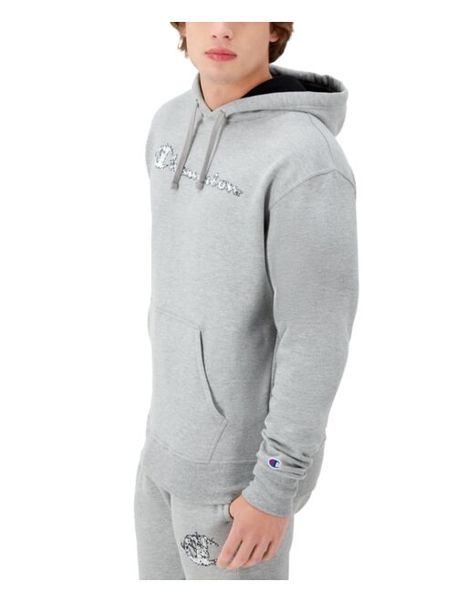 CHAMPION Men's Powerblend Standard-Fit Logo-Print Fleece Hoodie
