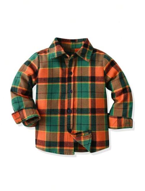 Shein Young Boy Plaid Button Up Shirt