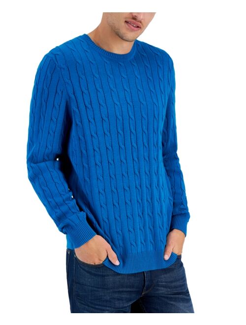 CLUB ROOM Men's Cable-Knit Cotton Sweater, Created for Macy's
