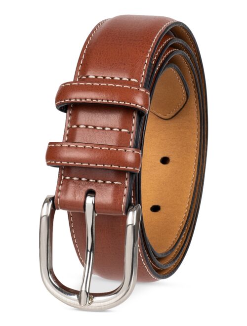 CLUB ROOM Men's Feather-Edge Double Loop Dress Belt, Created for Macy's