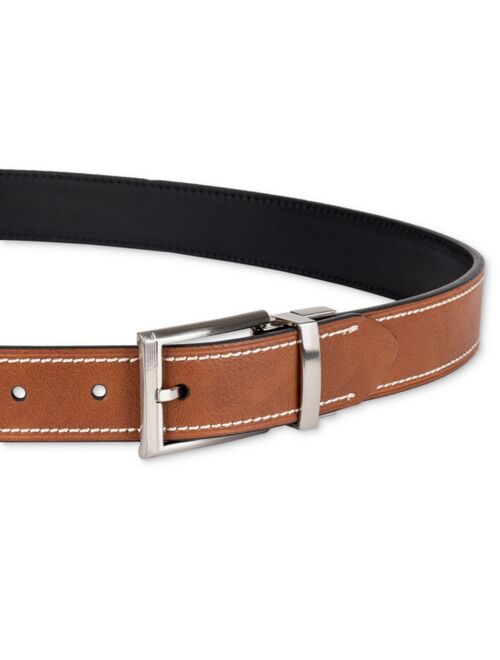 CLUB ROOM Men's Two-In-One Reversible Contrast Stitch Belt, Created for Macy's