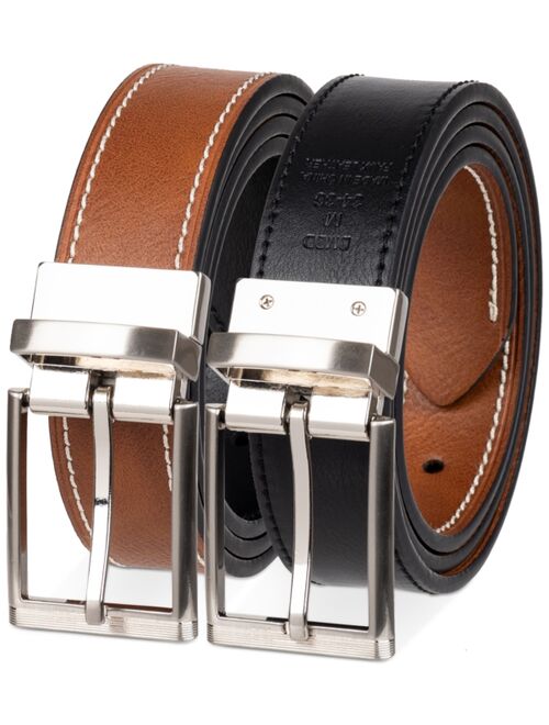 CLUB ROOM Men's Two-In-One Reversible Contrast Stitch Belt, Created for Macy's