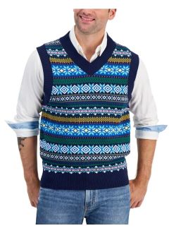 Men's Regular-Fit Fair Isle V-Neck Sweater Vest, Created for Macy's