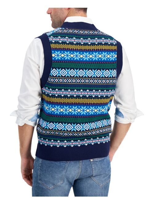 CLUB ROOM Men's Regular-Fit Fair Isle V-Neck Sweater Vest, Created for Macy's
