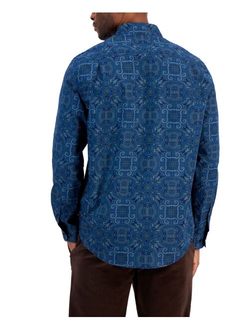 CLUB ROOM Men's Refined Medallion Print Woven Long-Sleeve Button-Up Shirt, Created for Macy's