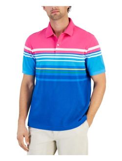 Men's Short Sleeve Performance Bold Striped Polo Shirt, Created for Macy's