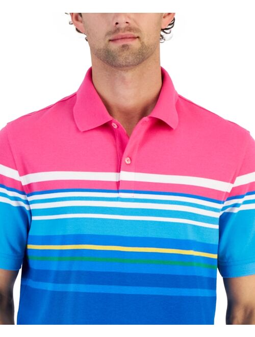 CLUB ROOM Men's Short Sleeve Performance Bold Striped Polo Shirt, Created for Macy's
