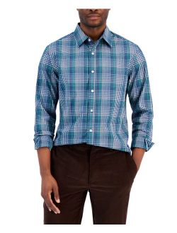 Men's Refined Plaid Print Woven Long-Sleeve Button-Up Shirt, Created for Macy's