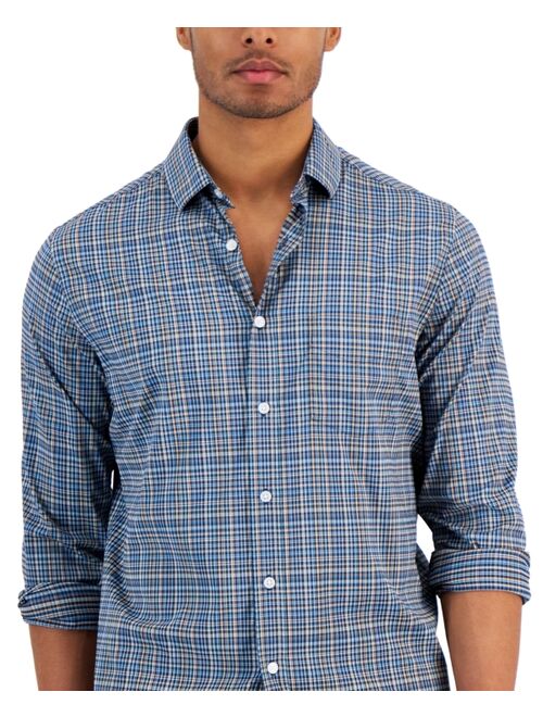 CLUB ROOM Men's Regular-Fit Usher Tech Plaid Woven Shirt, Created for Macy's