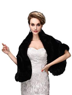 Jovono Women's Bride Wedding Faux Fur Shawl Wrap Bridal Fur Scarf Fur Wraps and Shawls for Women